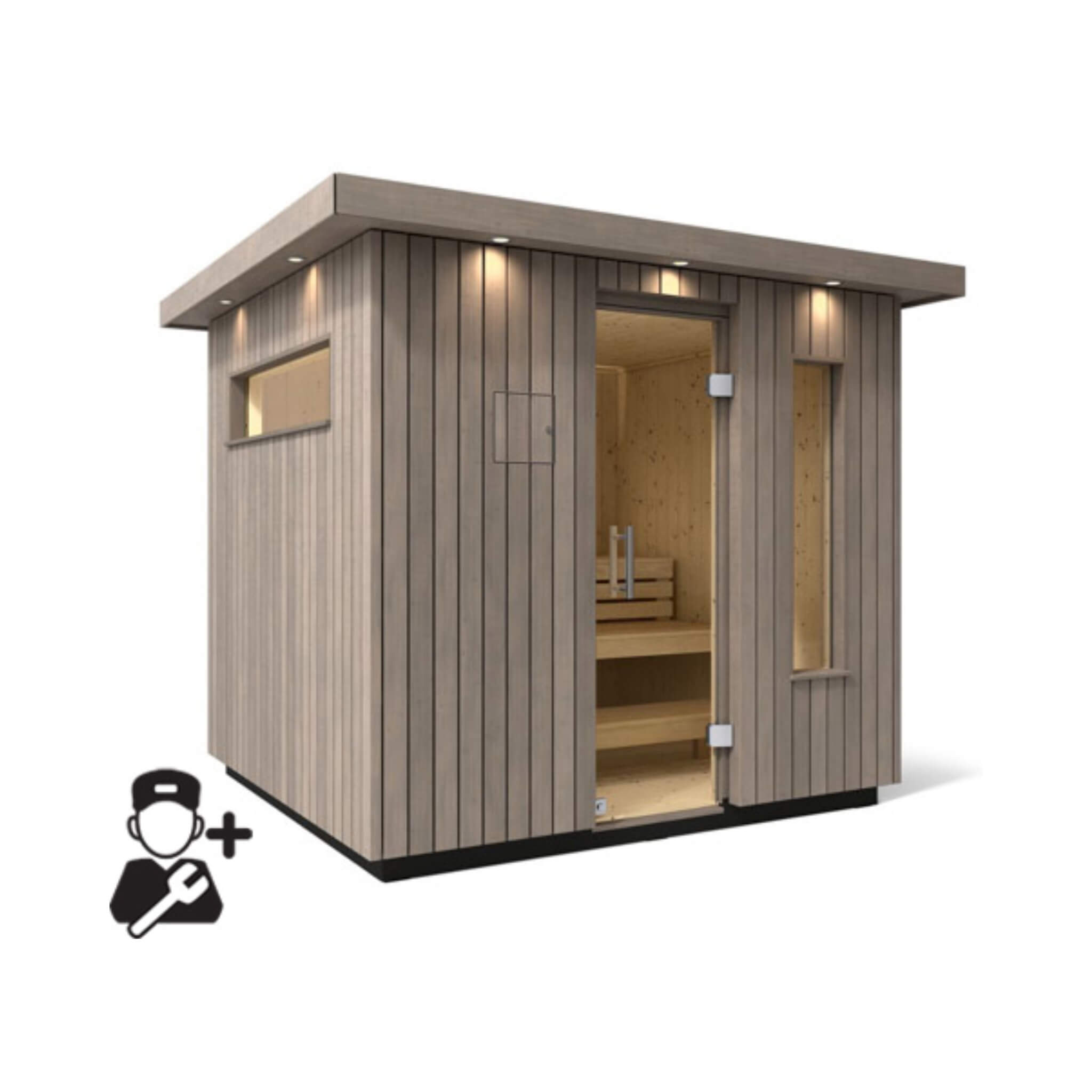 Outdoor Weathered Gray Spruce Sauna Kit