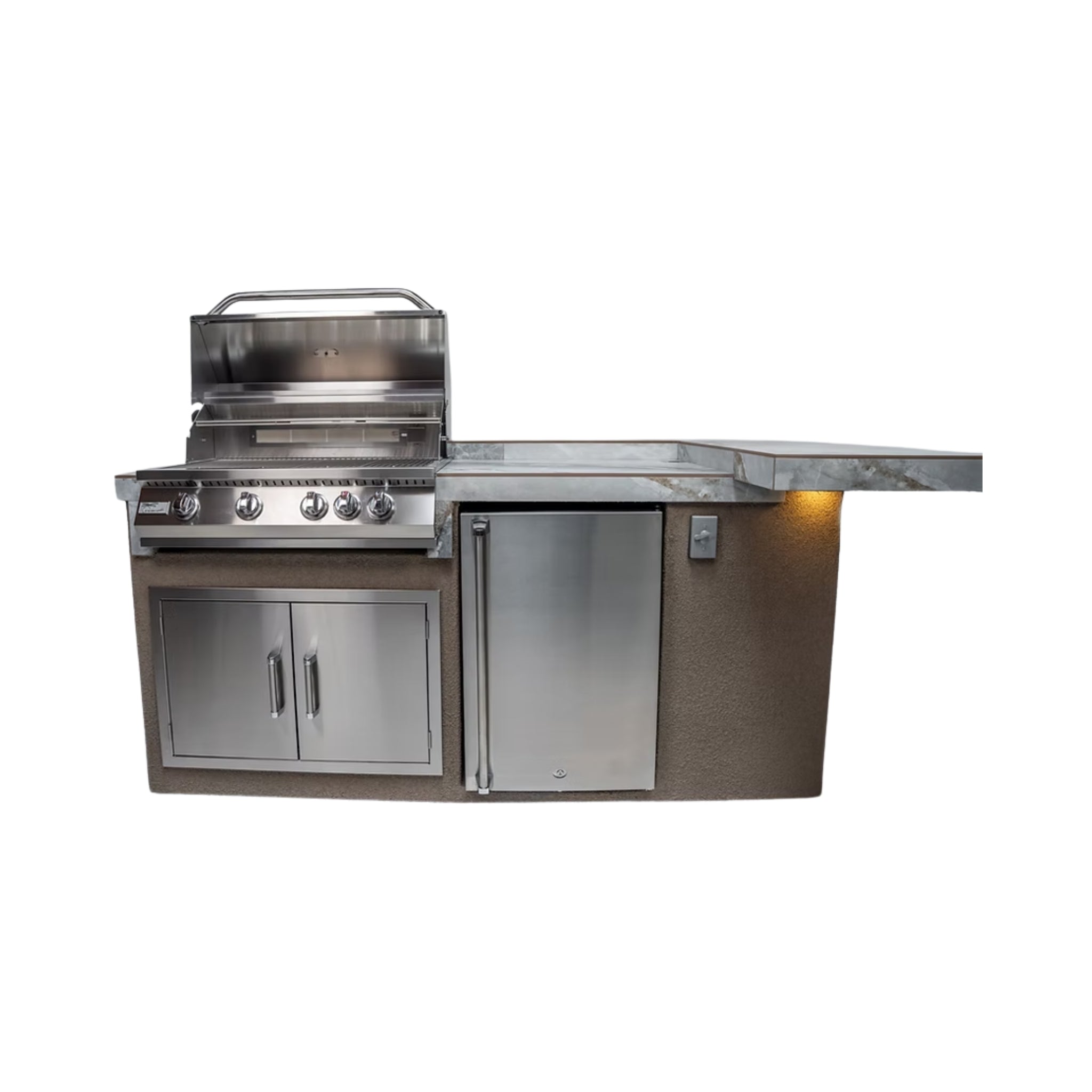 St.John 7FT BBQ Island With LEDs, Built-In BBQ And Refrigerator