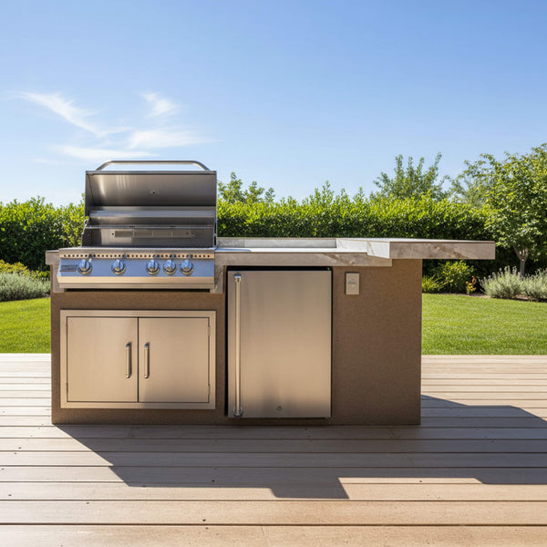 St.John 7FT BBQ Island With LEDs, Built-In BBQ And Refrigerator