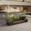 10FT Large Industrial Outdoor Flowerbox Bench With Metal Planter and Hardwood Seat