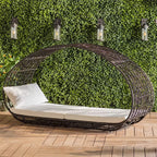 Large 2-Person Abigal Outdoor Wicker Daybed with Aluminum Frame and Cushions