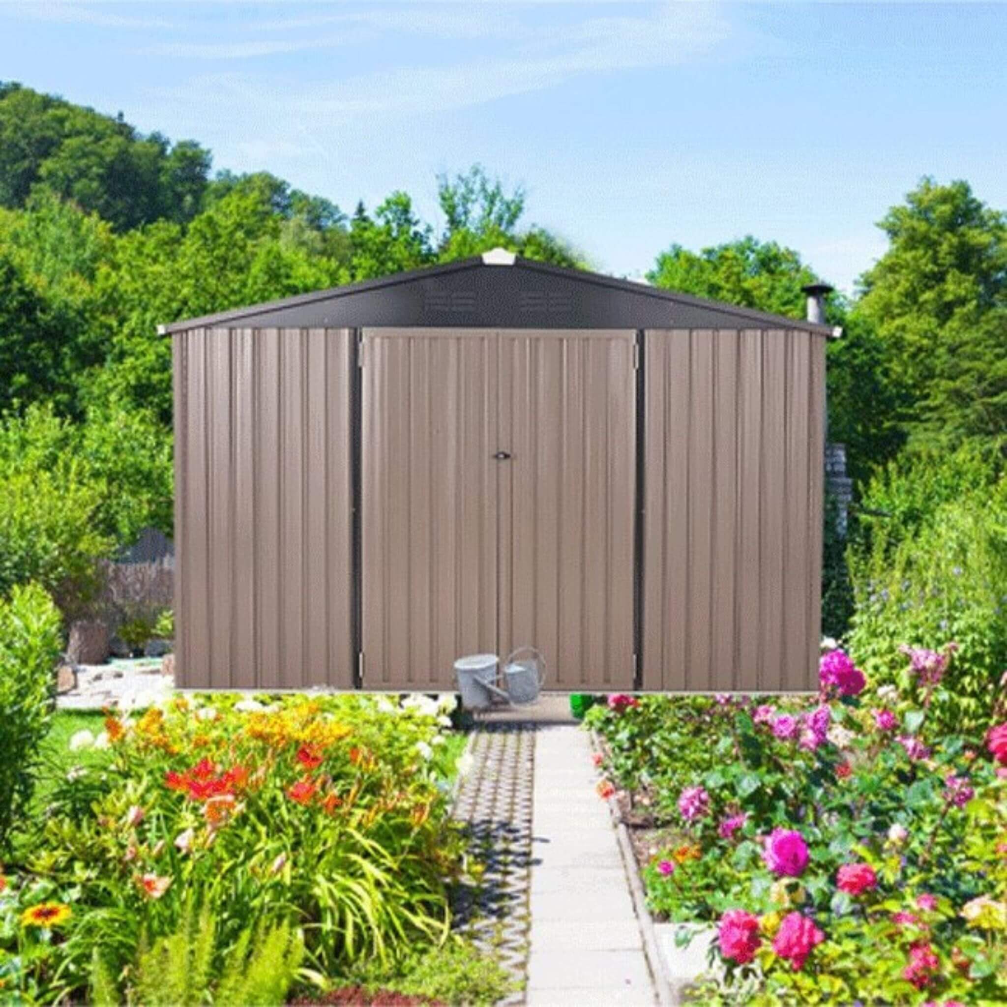 8 X 10 FT  Large Heavy-Duty Outdoor Metal Garden Tools Storage Utility Shed W/ Lockable Door