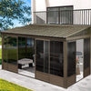 12 X 14 FT  Haven Large Outdoor All-Season Wall-Mounted Sunroom with Galvanized Steel Roof & Moveable PVC Screen