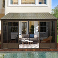 12 X 14 FT  Haven Large Outdoor All-Season Wall-Mounted Sunroom with Galvanized Steel Roof & Moveable PVC Screen