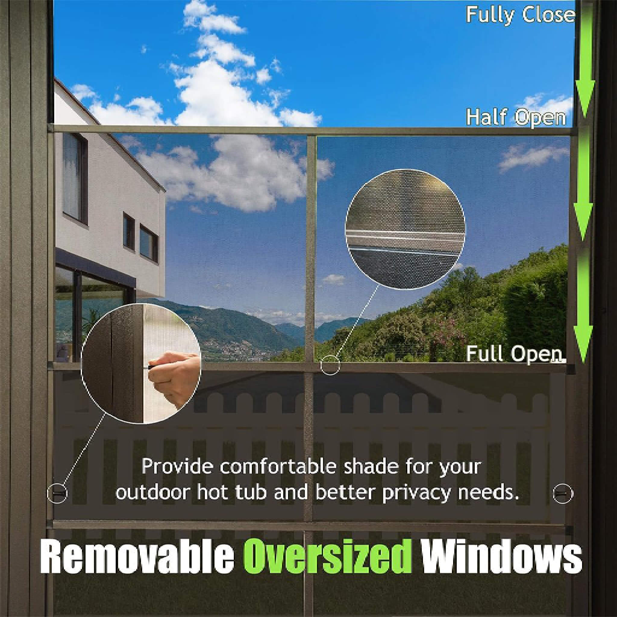 12 X 14 FT  Haven Large Outdoor All-Season Wall-Mounted Sunroom with Galvanized Steel Roof & Moveable PVC Screen