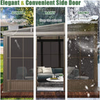 12 X 14 FT  Haven Large Outdoor All-Season Wall-Mounted Sunroom with Galvanized Steel Roof & Moveable PVC Screen