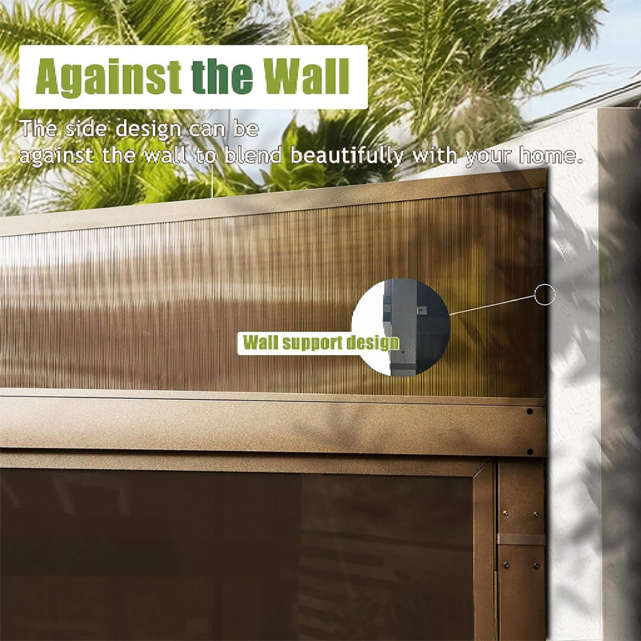 12 X 14 FT  Haven Large Outdoor All-Season Wall-Mounted Sunroom with Galvanized Steel Roof & Moveable PVC Screen