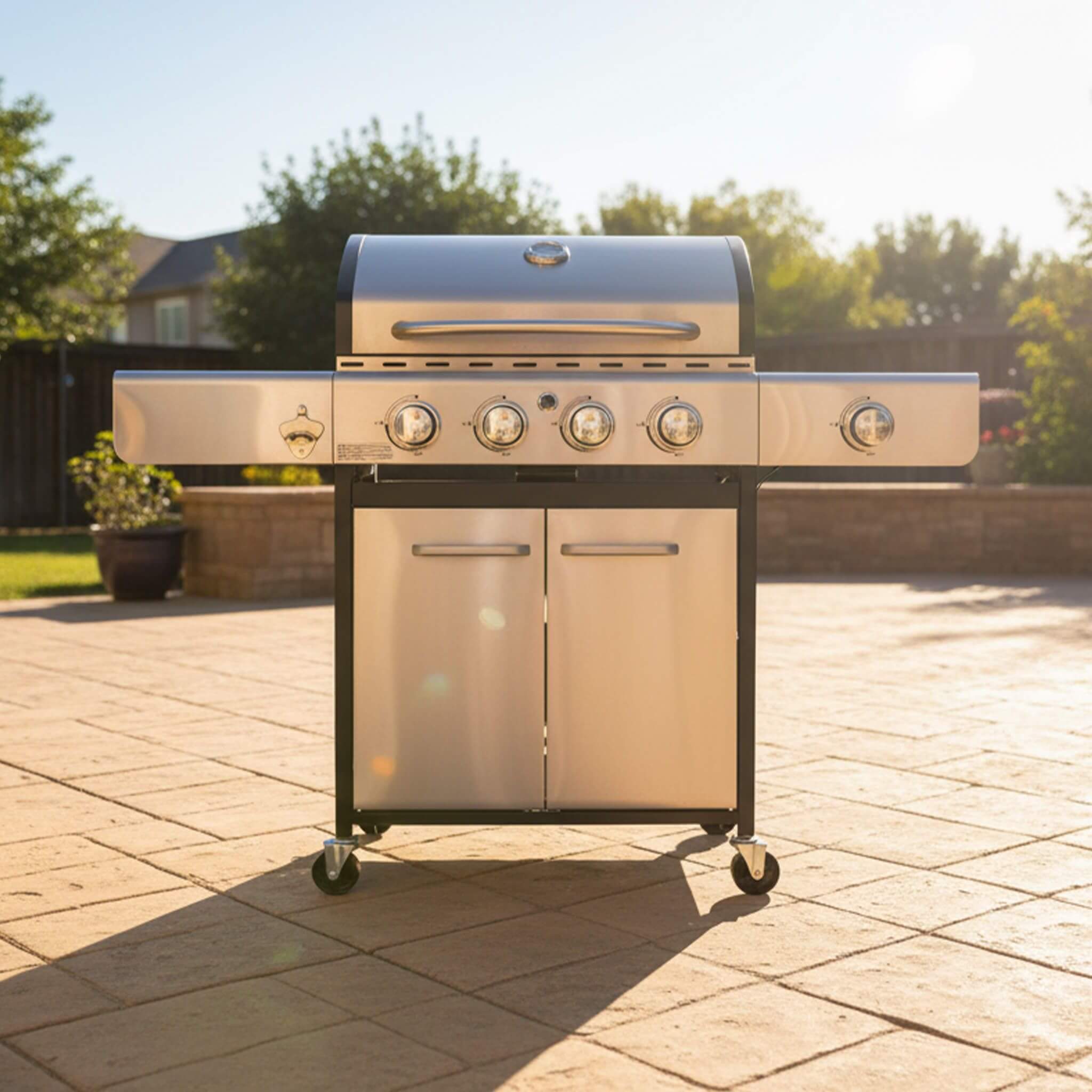 Large Outdoor 42K BTU BBQ Stainless Steel Propane Gas Grill With 4 Burners