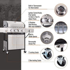 Large Outdoor 42K BTU BBQ Stainless Steel Propane Gas Grill With 4 Burners