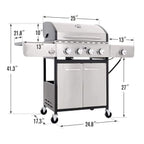 Large Outdoor 42K BTU BBQ Stainless Steel Propane Gas Grill With 4 Burners