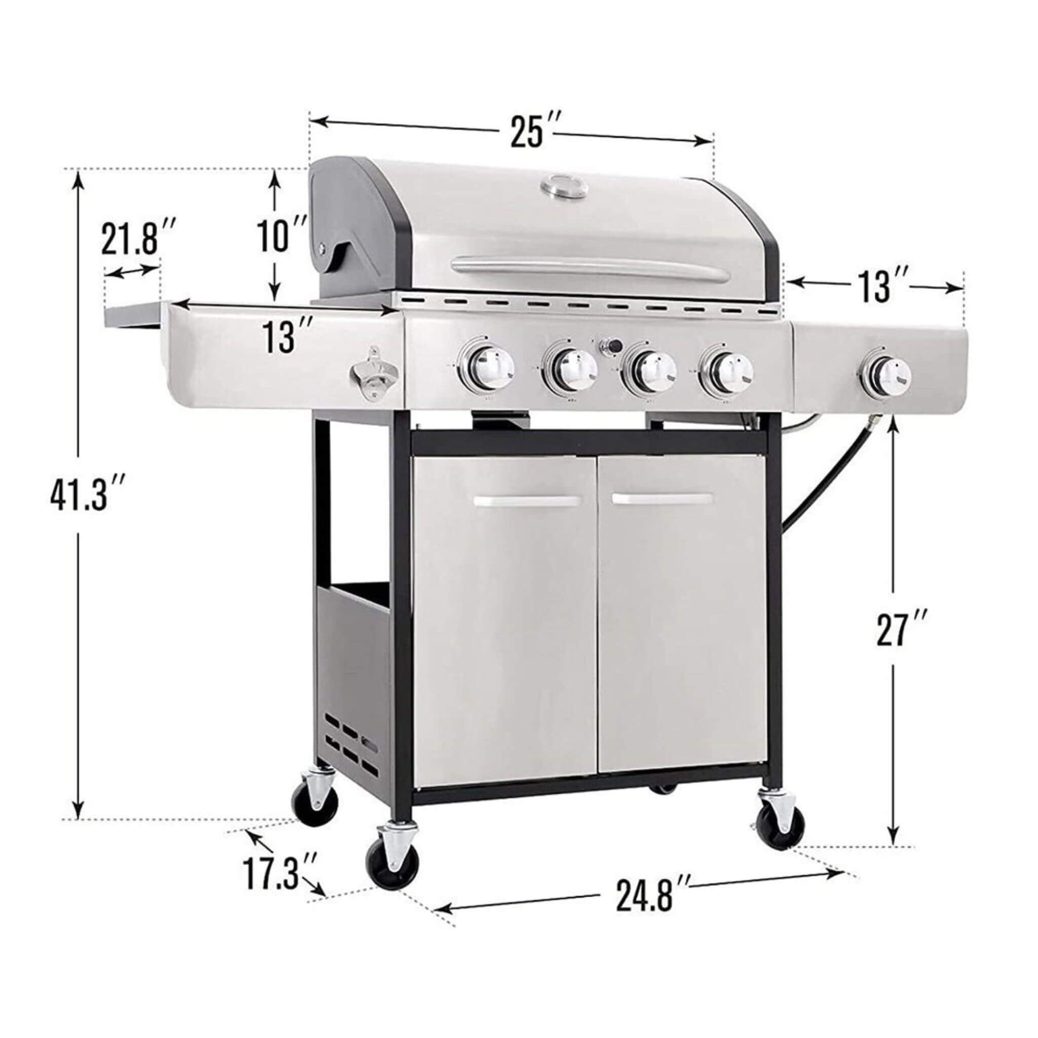 Large Outdoor 42K BTU BBQ Stainless Steel Propane Gas Grill With 4 Burners