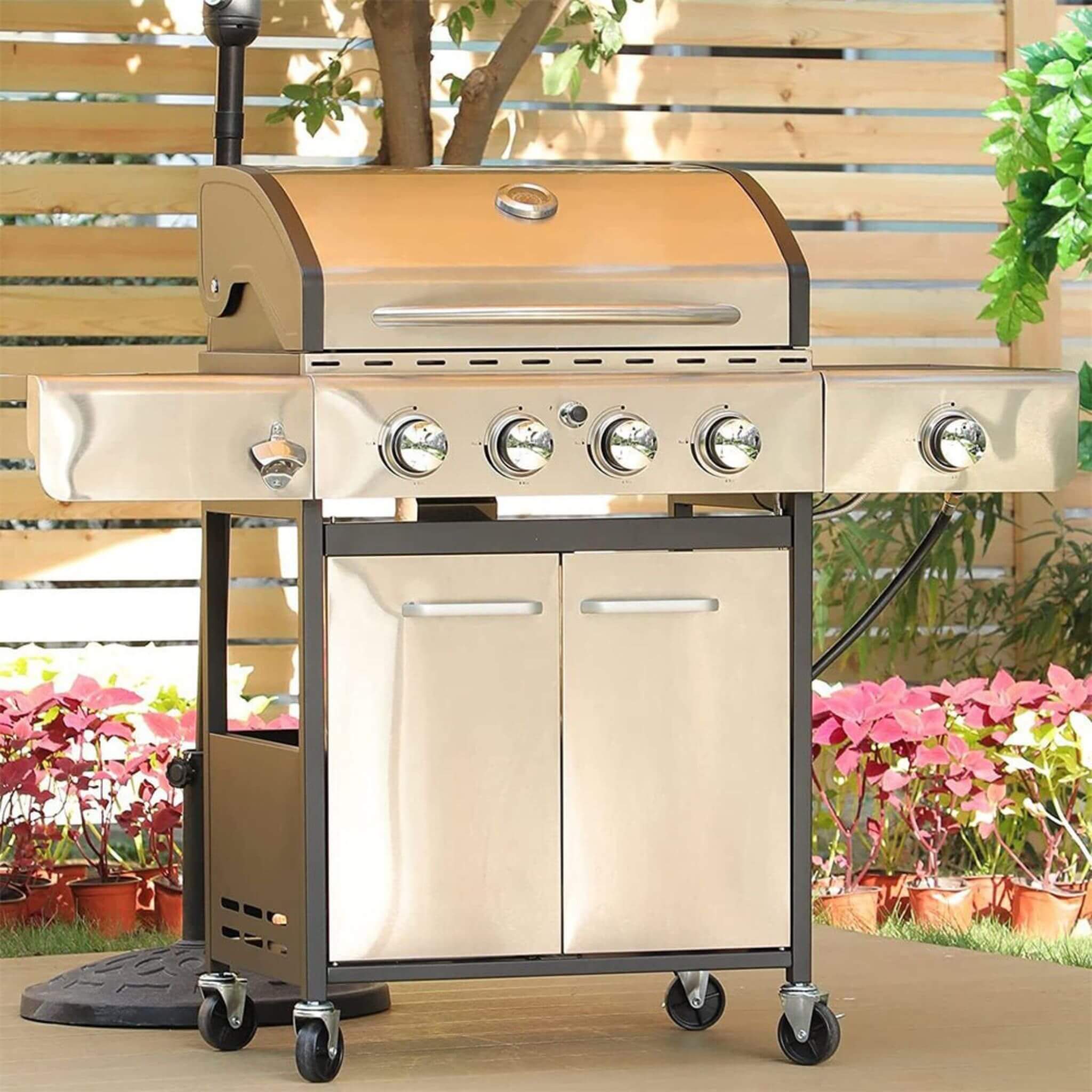 Large Outdoor 42K BTU BBQ Stainless Steel Propane Gas Grill With 4 Burners