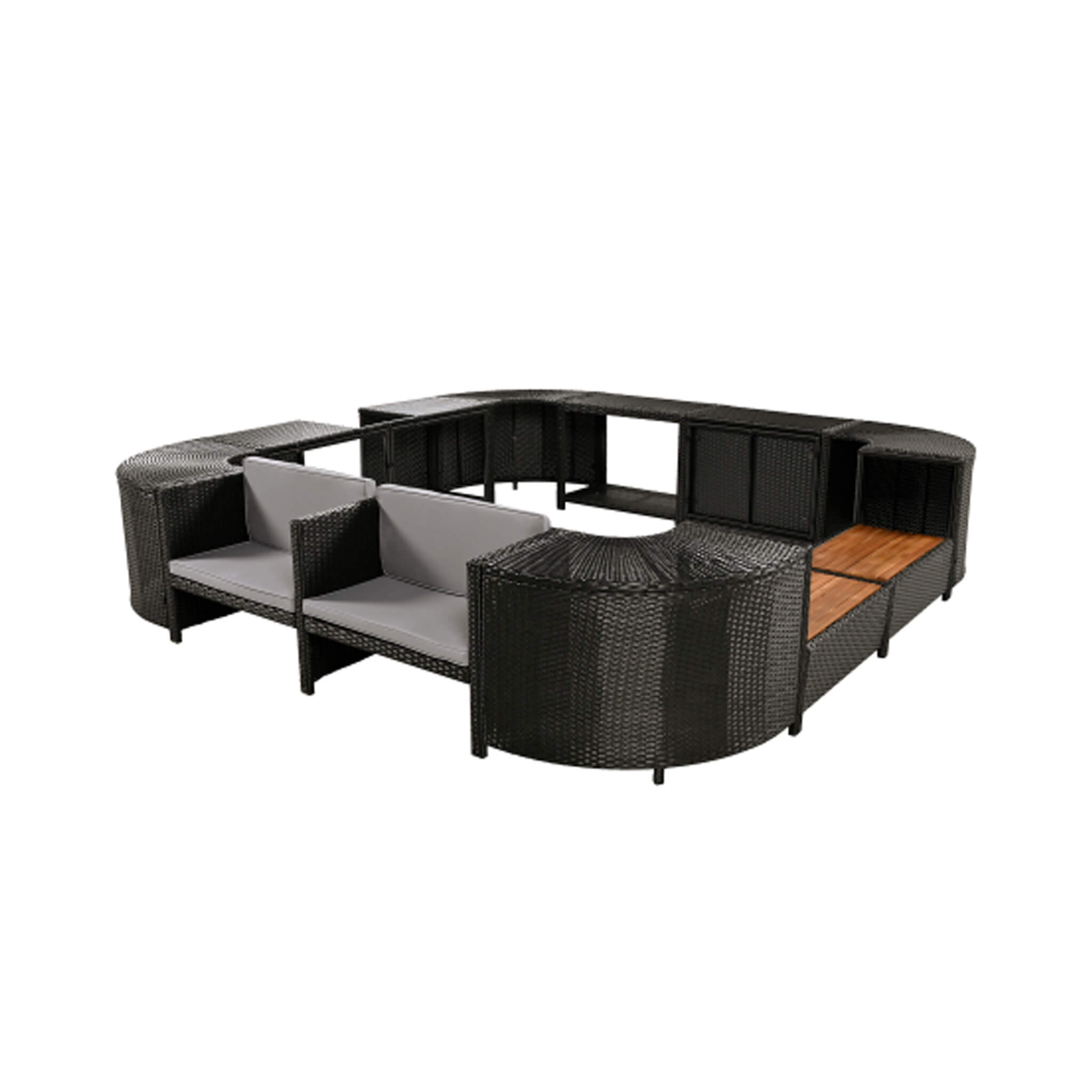 Quadrilateral Spa Surround Rattan Sectional Sofa