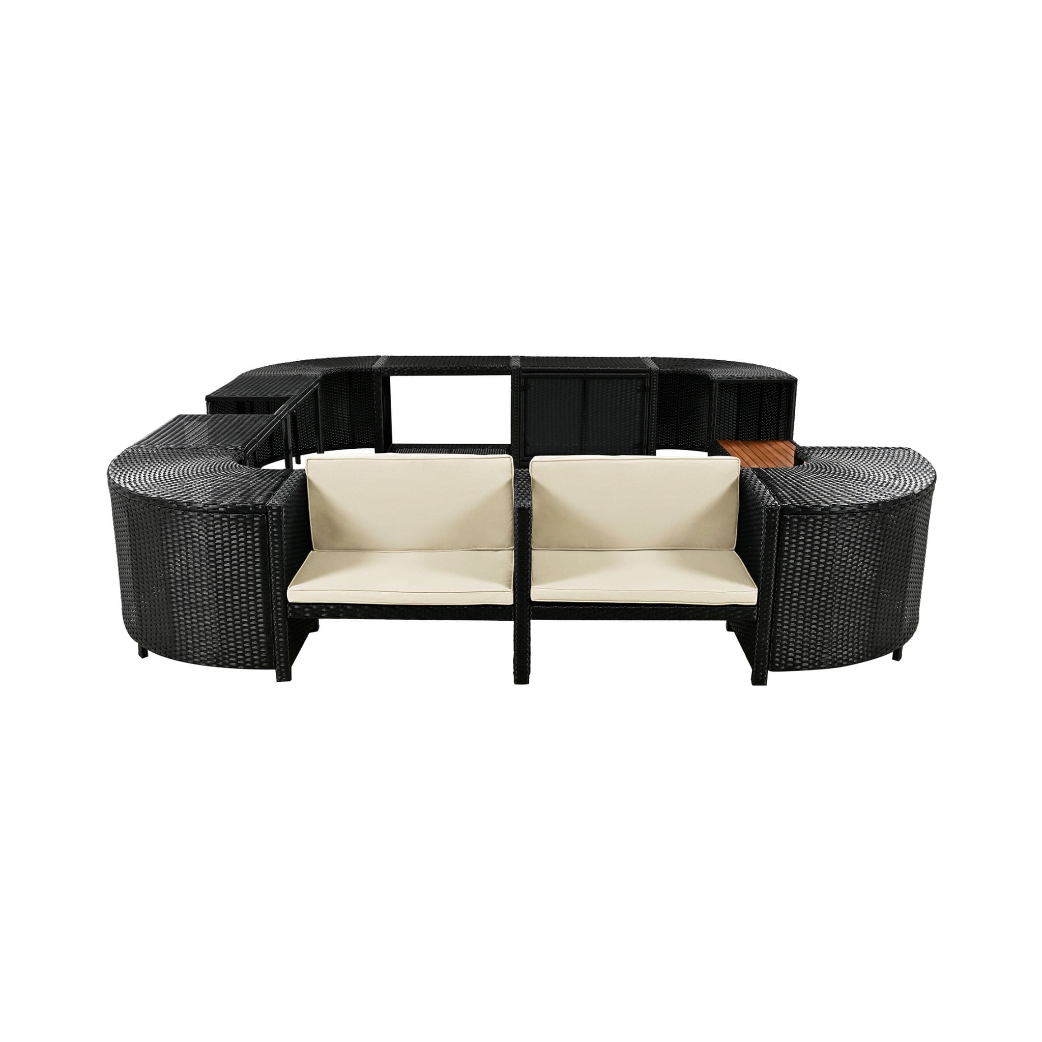 Quadrilateral Spa Surround Rattan Sectional Sofa