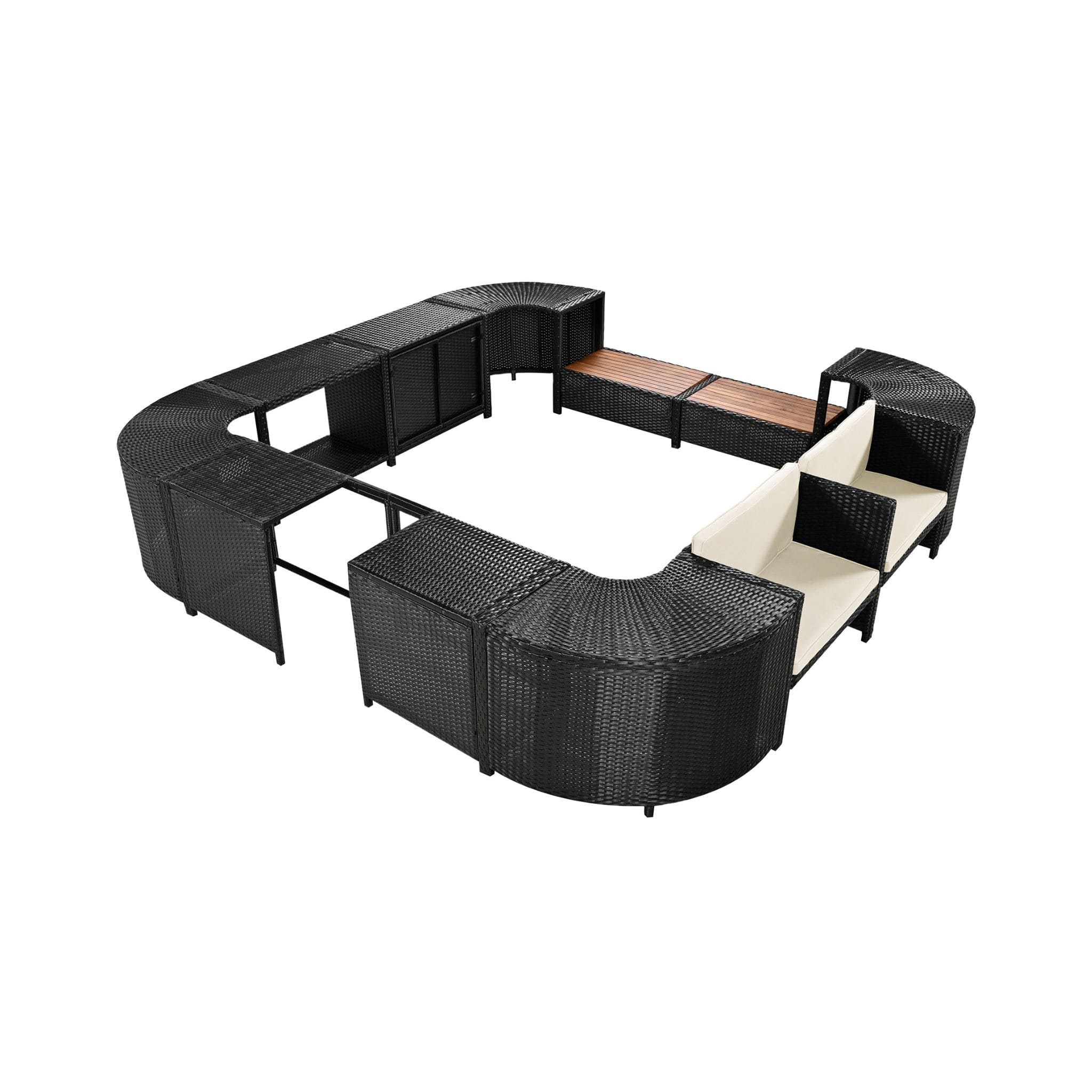 Quadrilateral Spa Surround Rattan Sectional Sofa