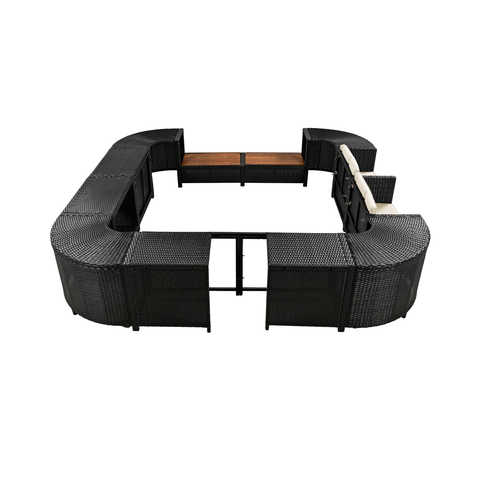 Quadrilateral Spa Surround Rattan Sectional Sofa