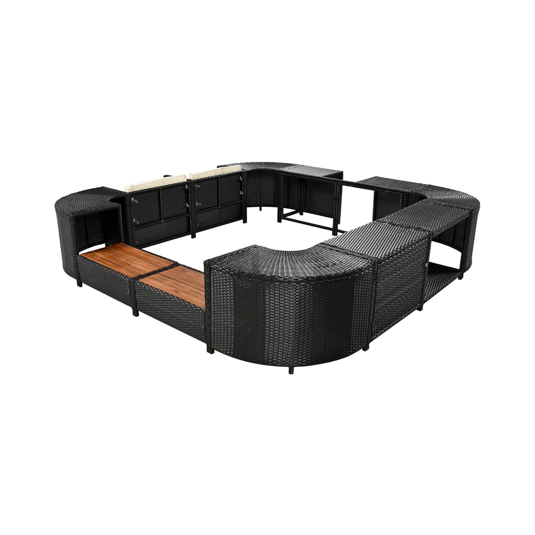 Quadrilateral Spa Surround Rattan Sectional Sofa