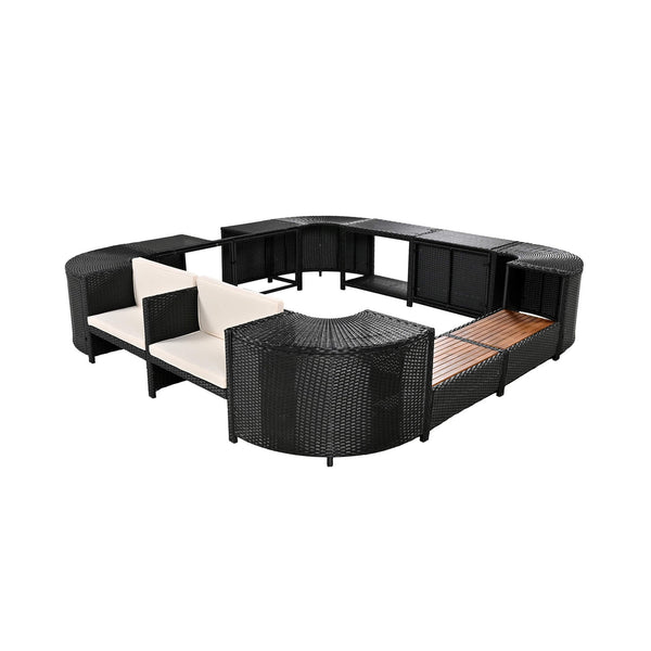 Quadrilateral Spa Surround Rattan Sectional Sofa