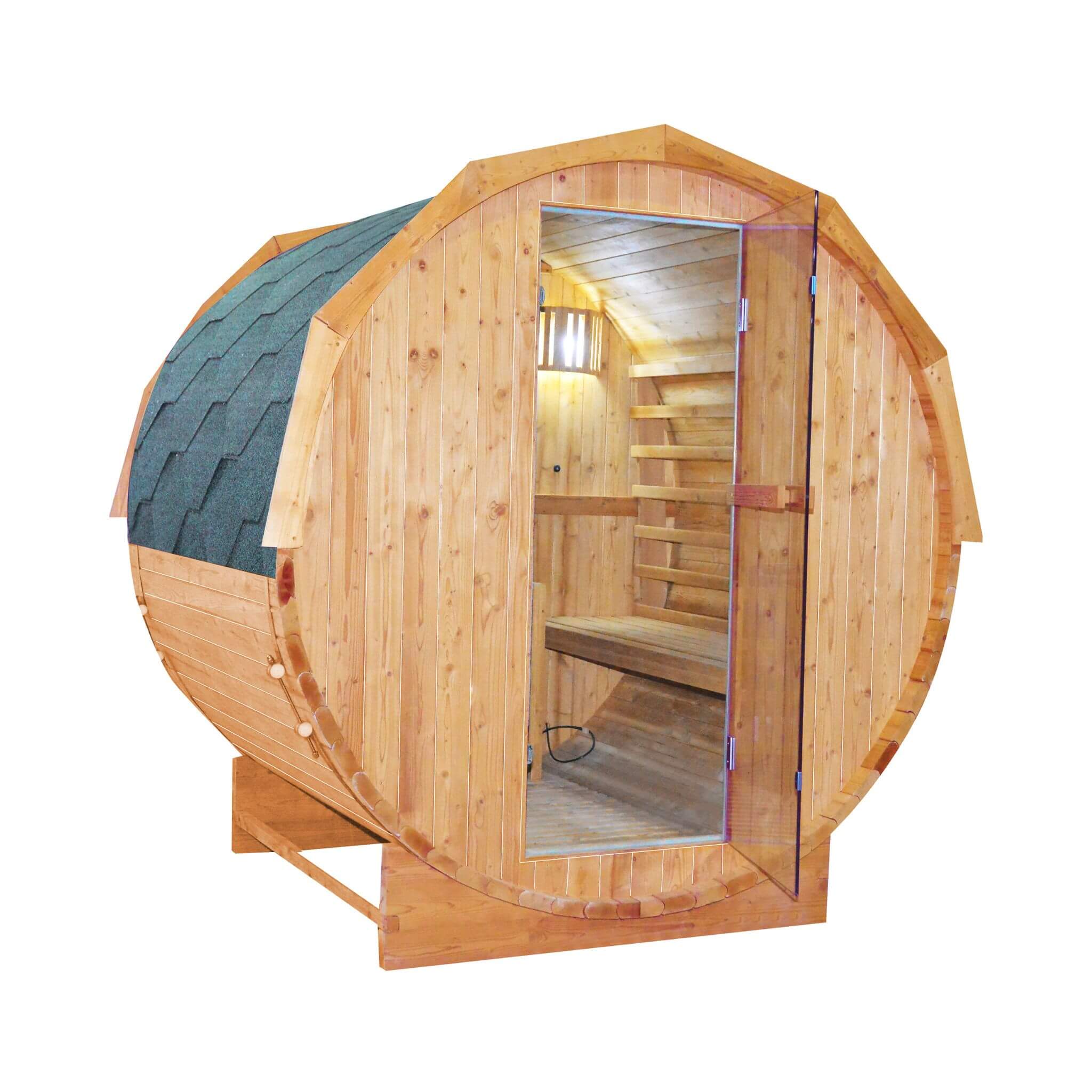The Ignite Large Premium American White Oak Outdoor Wooden Barrel Sauna With 4.5KW Sauna Heater