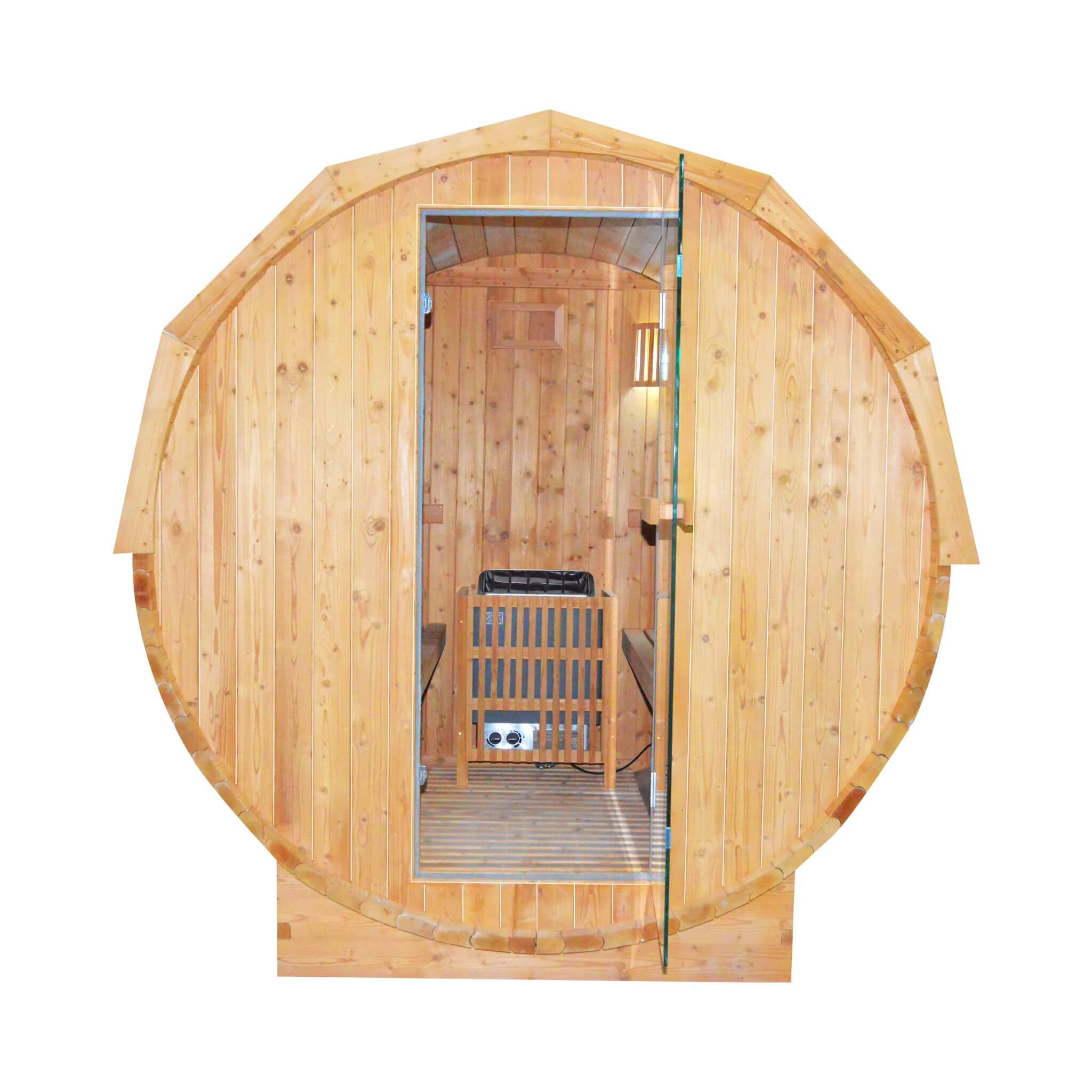 The Ignite Large Premium American White Oak Outdoor Wooden Barrel Sauna With 4.5KW Sauna Heater
