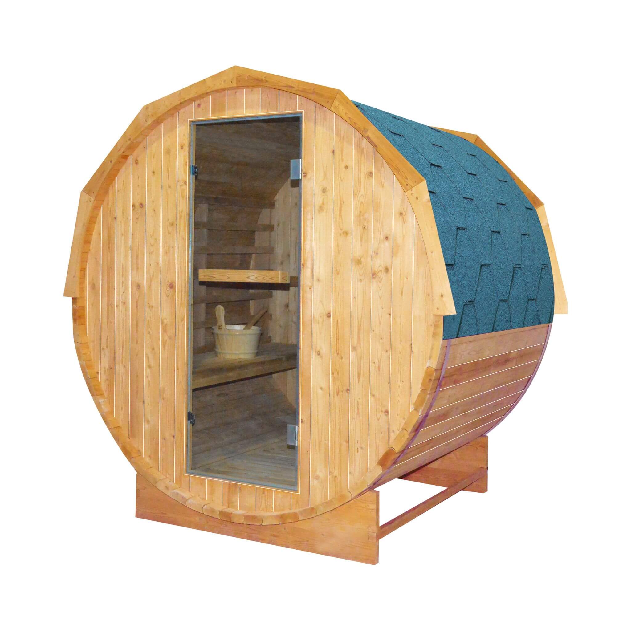 The Ignite Large Premium American White Oak Outdoor Wooden Barrel Sauna With 4.5KW Sauna Heater