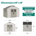 Large Resin Outdoor Storage Shed With Floor, Windows, And Lockable Door