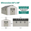 Large Resin Outdoor Storage Shed With Floor, Windows, And Lockable Door