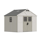 Large Resin Outdoor Storage Shed With Floor, Windows, And Lockable Door