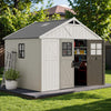 Large Resin Outdoor Storage Shed With Floor, Windows, And Lockable Door