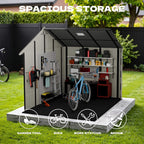 Large Resin Outdoor Storage Shed With Floor, Windows, And Lockable Door