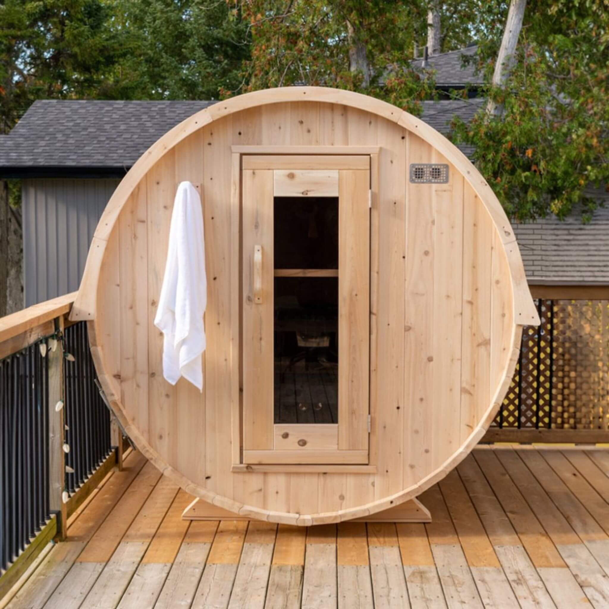 84-Inch 4-Person Canadian Timber Harmony Barrel Sauna  [CTC22W]