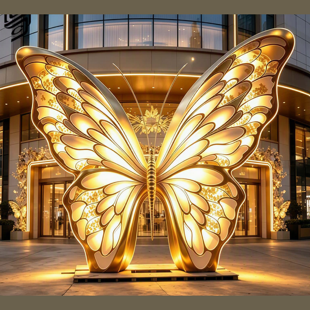 Large Metal Stainless Steel Light up Butterfly Sculpture for Outdoor - Made to Order