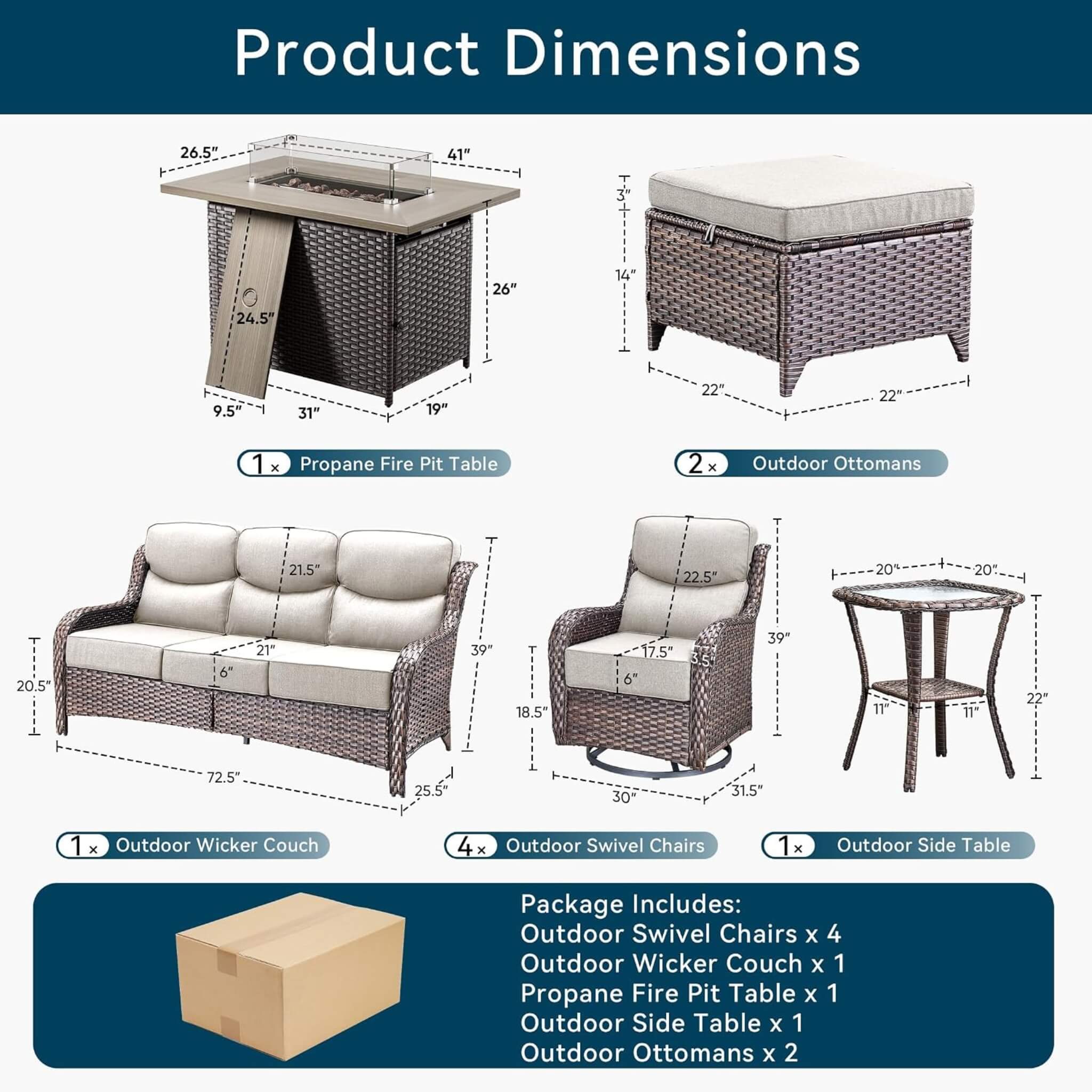 Luxury 10-Piece All-Weather Outdoor Patio Furniture Set With Fire Pit Table