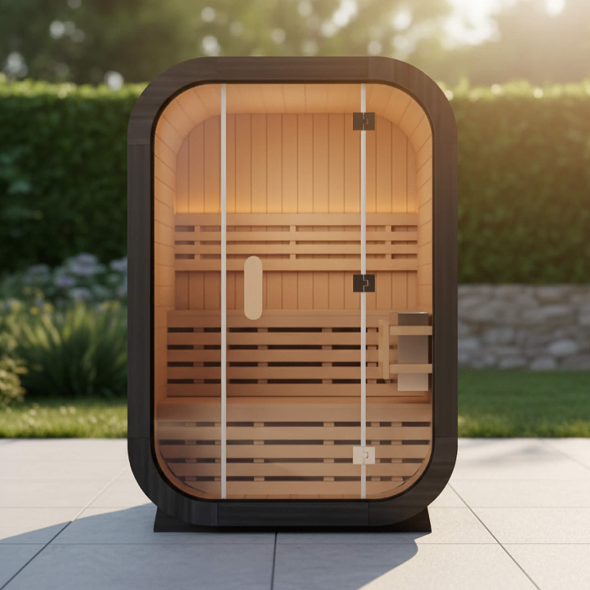 The Lund Luxury 2-Person Outdoor Spruce Wood Cube Sauna Kit With 4.5KW Electric Stove