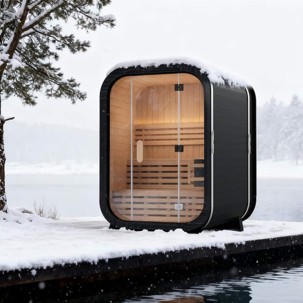 The Lund Luxury 2-Person Outdoor Spruce Wood Cube Sauna Kit With 4.5KW Electric Stove