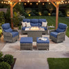 Luxury 7-Piece Outdoor Patio Furniture Set With Fire Pit Table
