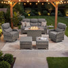Luxury 7-Piece Outdoor Patio Furniture Set With Fire Pit Table