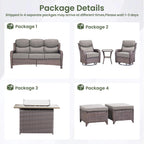 Luxury 7-Piece Outdoor Patio Furniture Set With Fire Pit Table