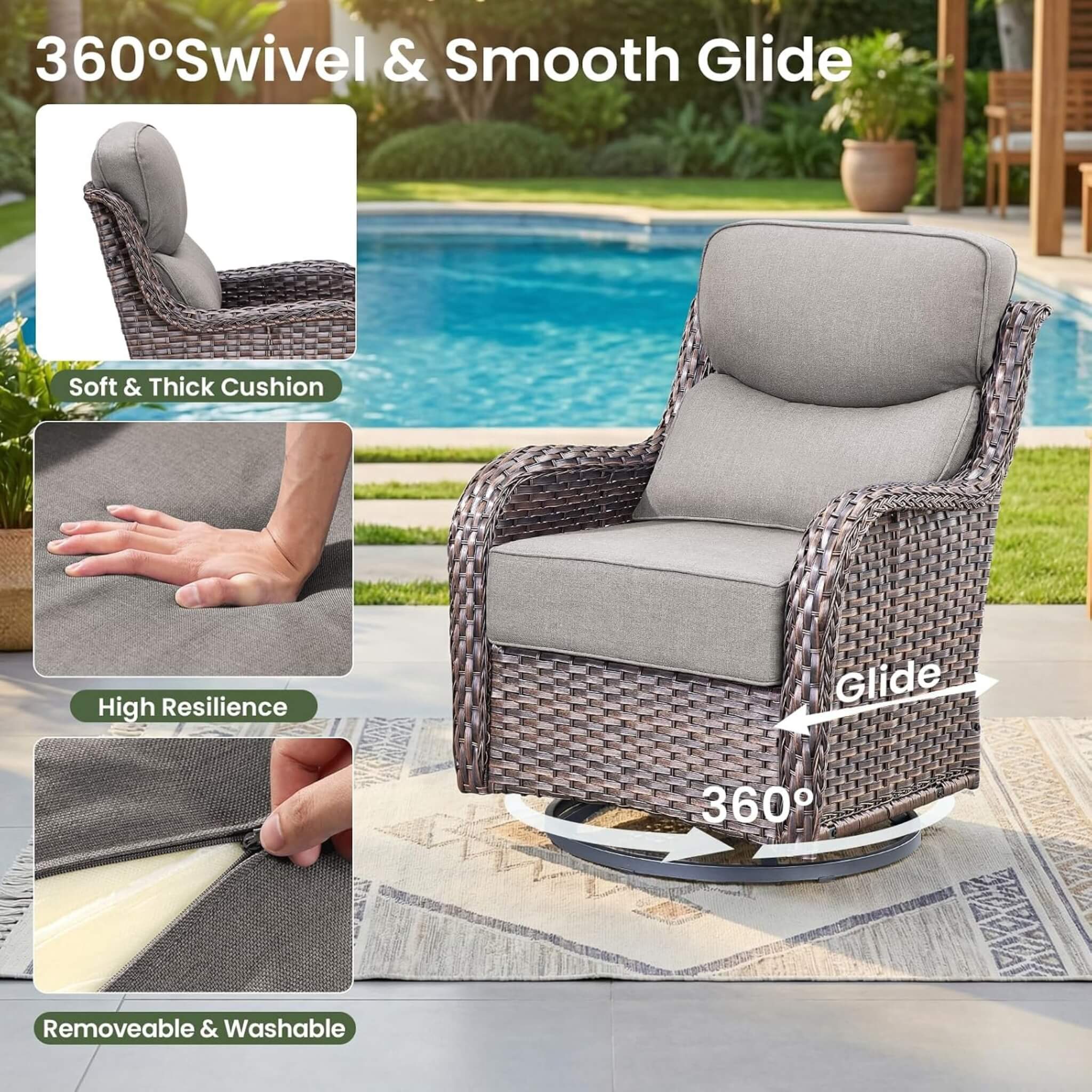 Luxury 7-Piece Outdoor Patio Furniture Set With Fire Pit Table
