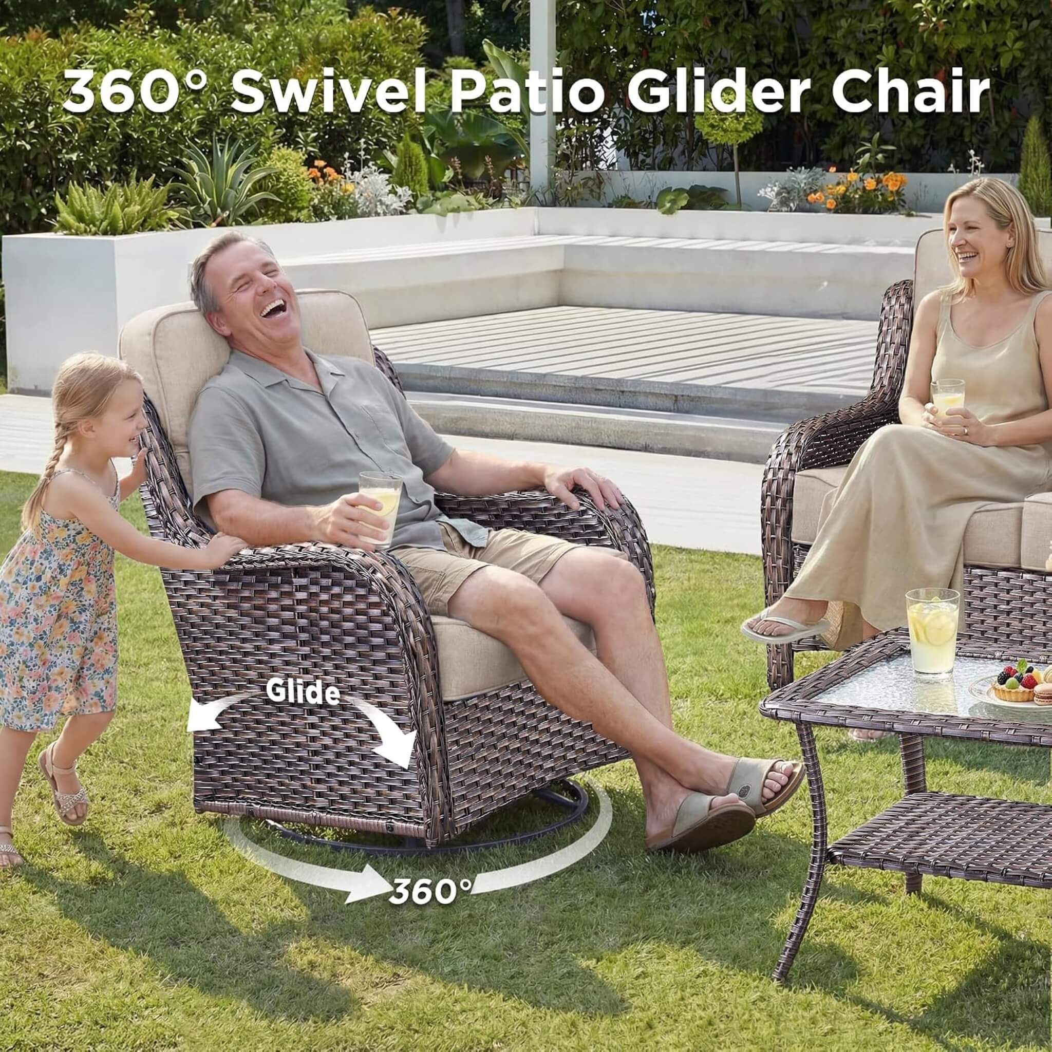 Luxury 8-Piece All-Weather Patio Furniture Set With Fire Pit Table