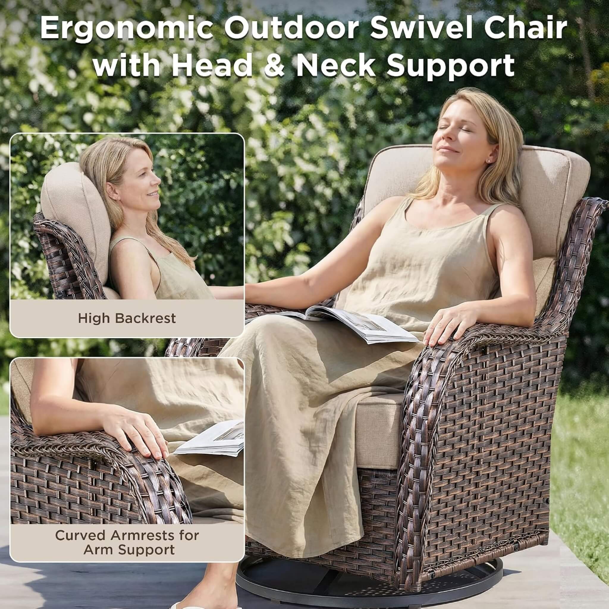 Luxury 8-Piece All-Weather Patio Furniture Set With Fire Pit Table