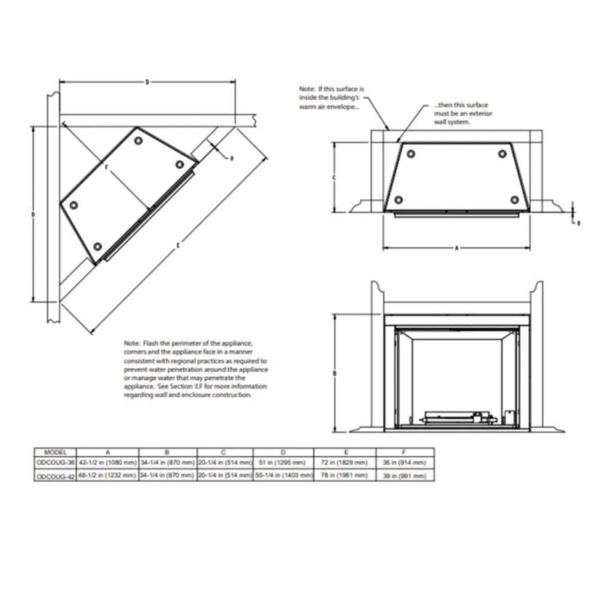 Courtyard 55K BTU 36-Inch Traditional Outdoor Natural Gas Fireplace (No Refractory) [ODCOUG-36NR]