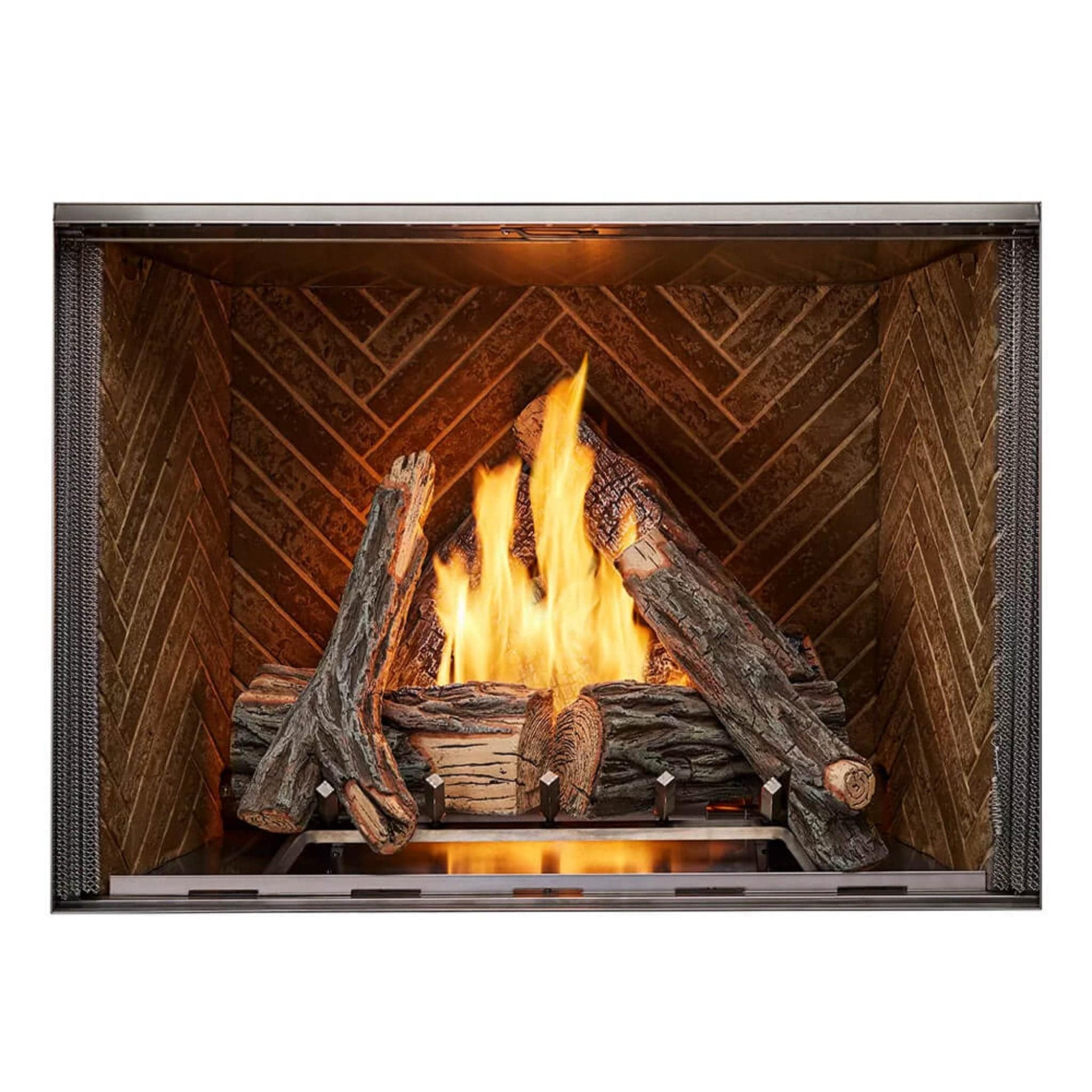 Courtyard 55K BTU 42-Inch Traditional Outdoor Gas Fireplace With Stacked Concrete Refractory