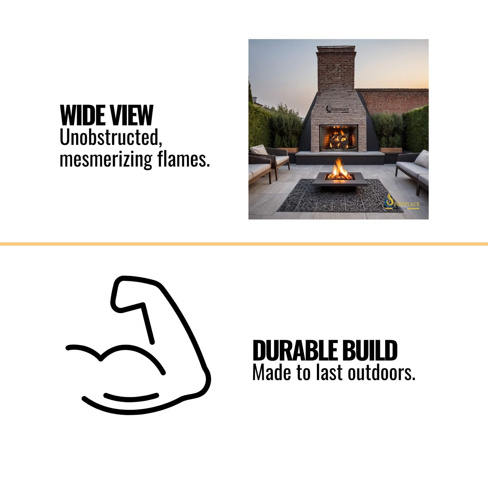 Cottagewood 42-Inch Gray Refractory Outdoor Wood-Burning Fireplace Insert  [ODCTGWD-42/H]