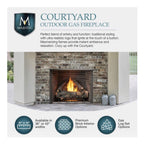 Courtyard 55K BTU 42-Inch Traditional Outdoor Gas Fireplace With Stacked Concrete Refractory