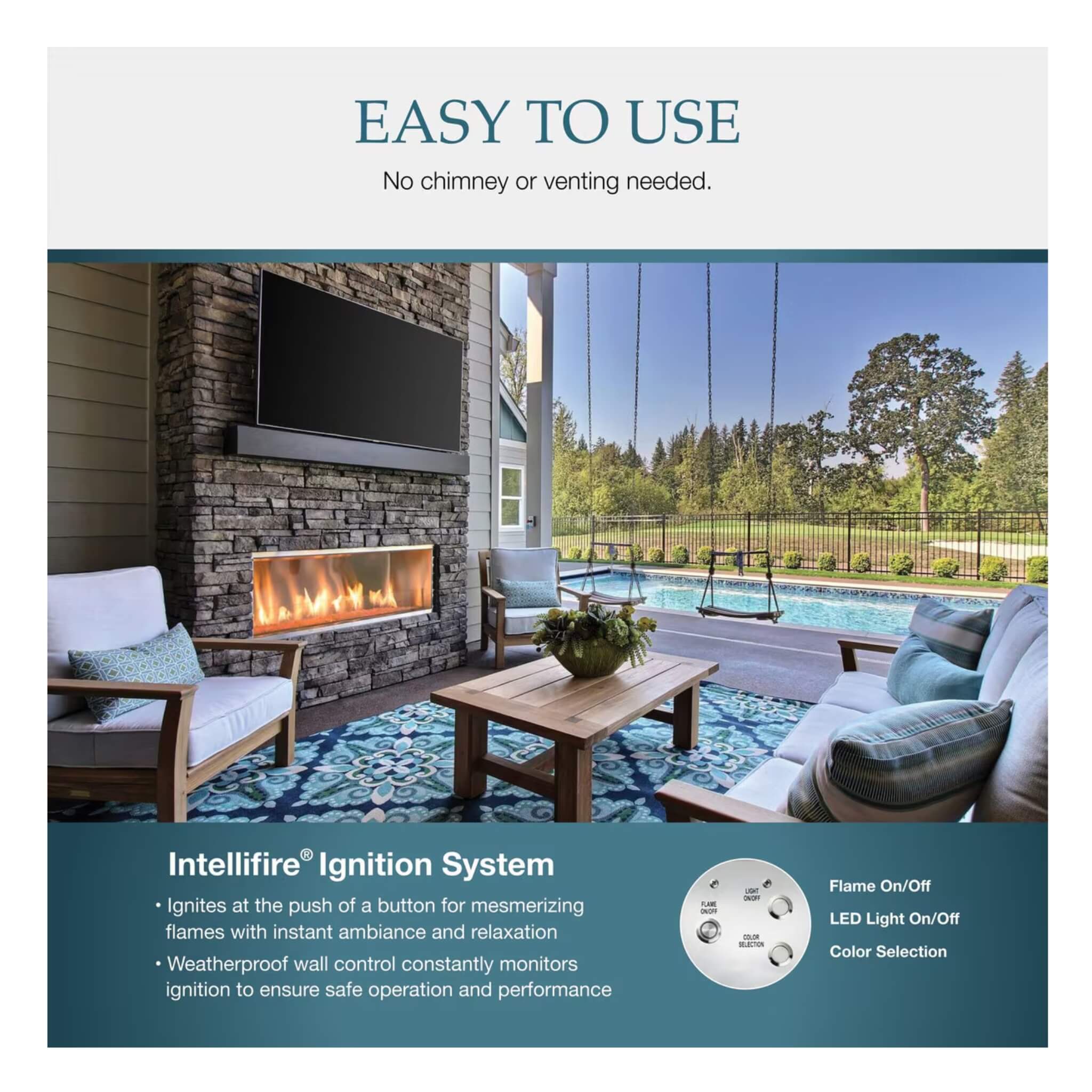 Lanai 60-Inch Single Sided Linear Outdoor Gas Fireplace Insert  [ODLANAIG-60]