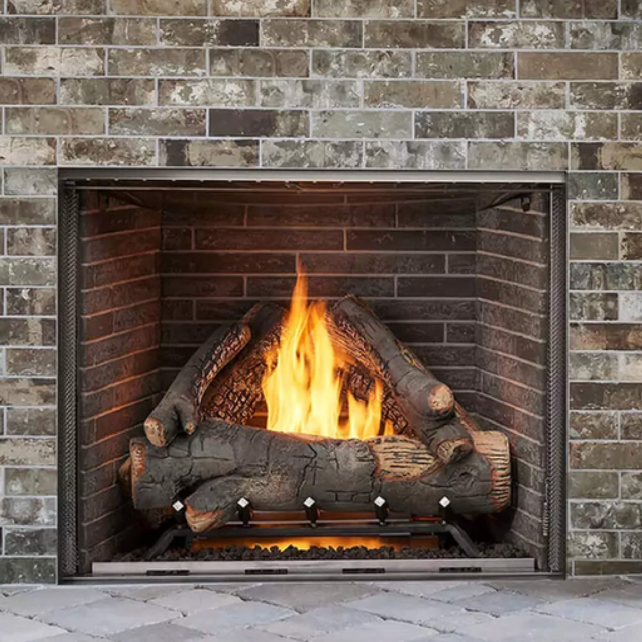 Traditional Stacked Brick Courtyard Outdoor Gas Fireplace [ODCOUG-36/42SSL]