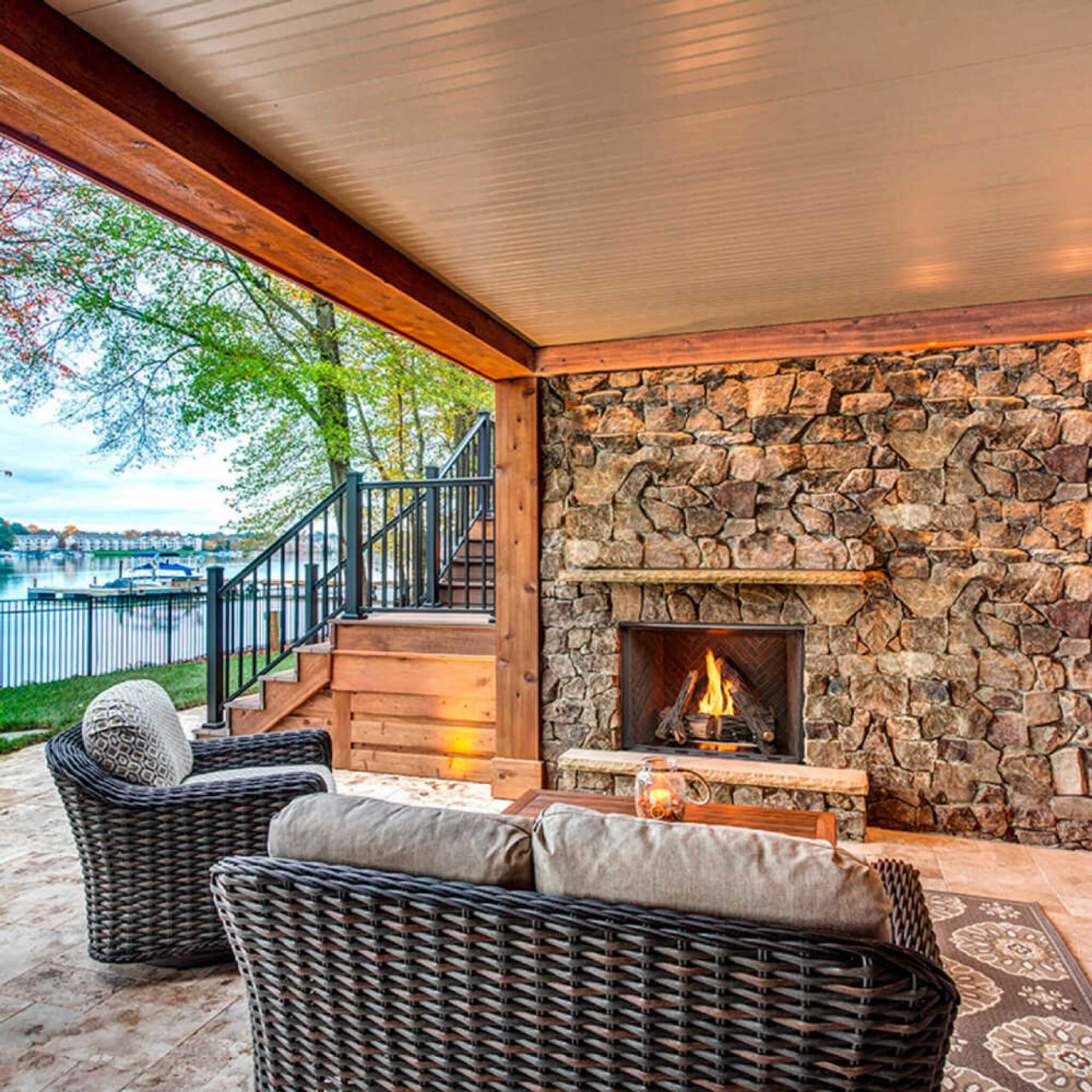 Traditional Stacked Brick Courtyard Outdoor Gas Fireplace [ODCOUG-36/42SSL]