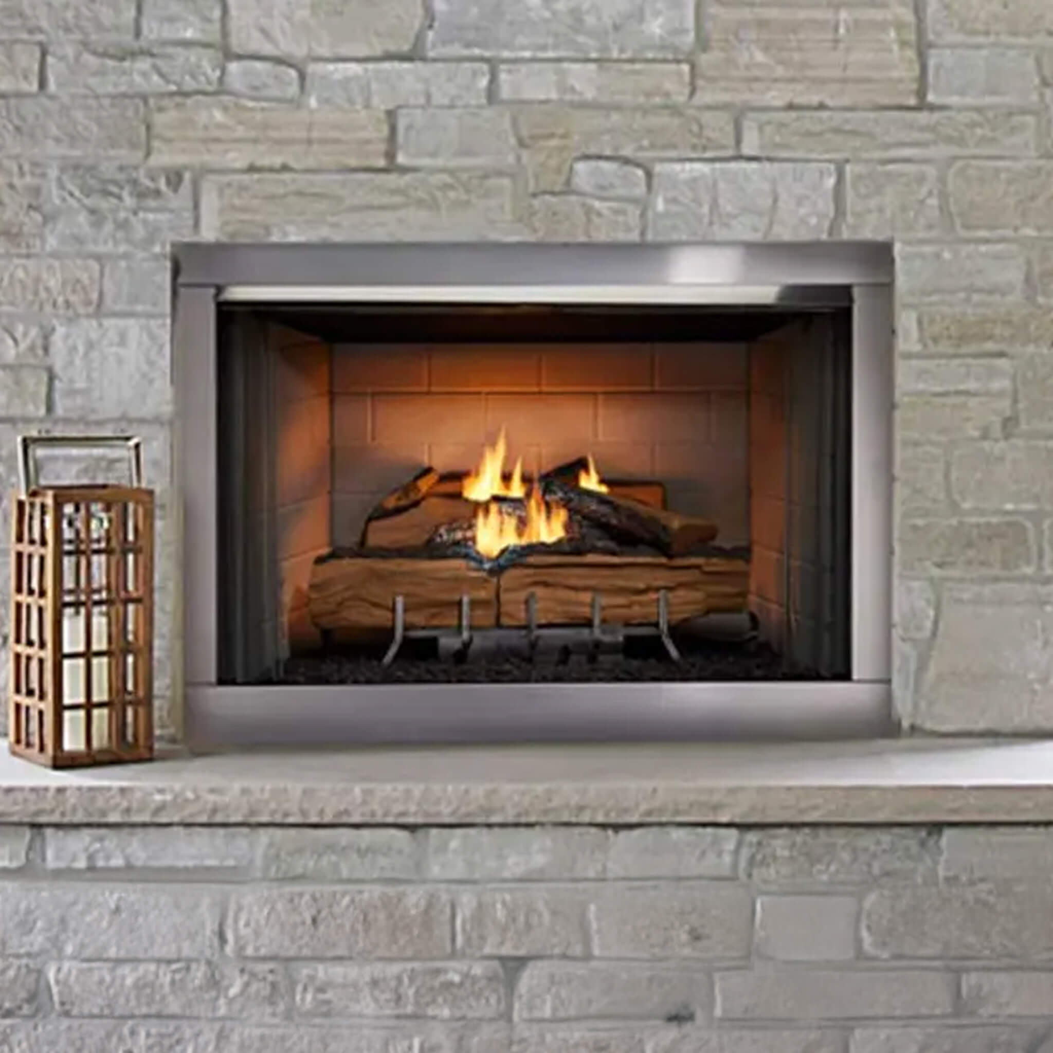Vesper 42-Inch Traditional Concrete Refractory Outdoor Gas Fireplace Insert [VOFB42-T]