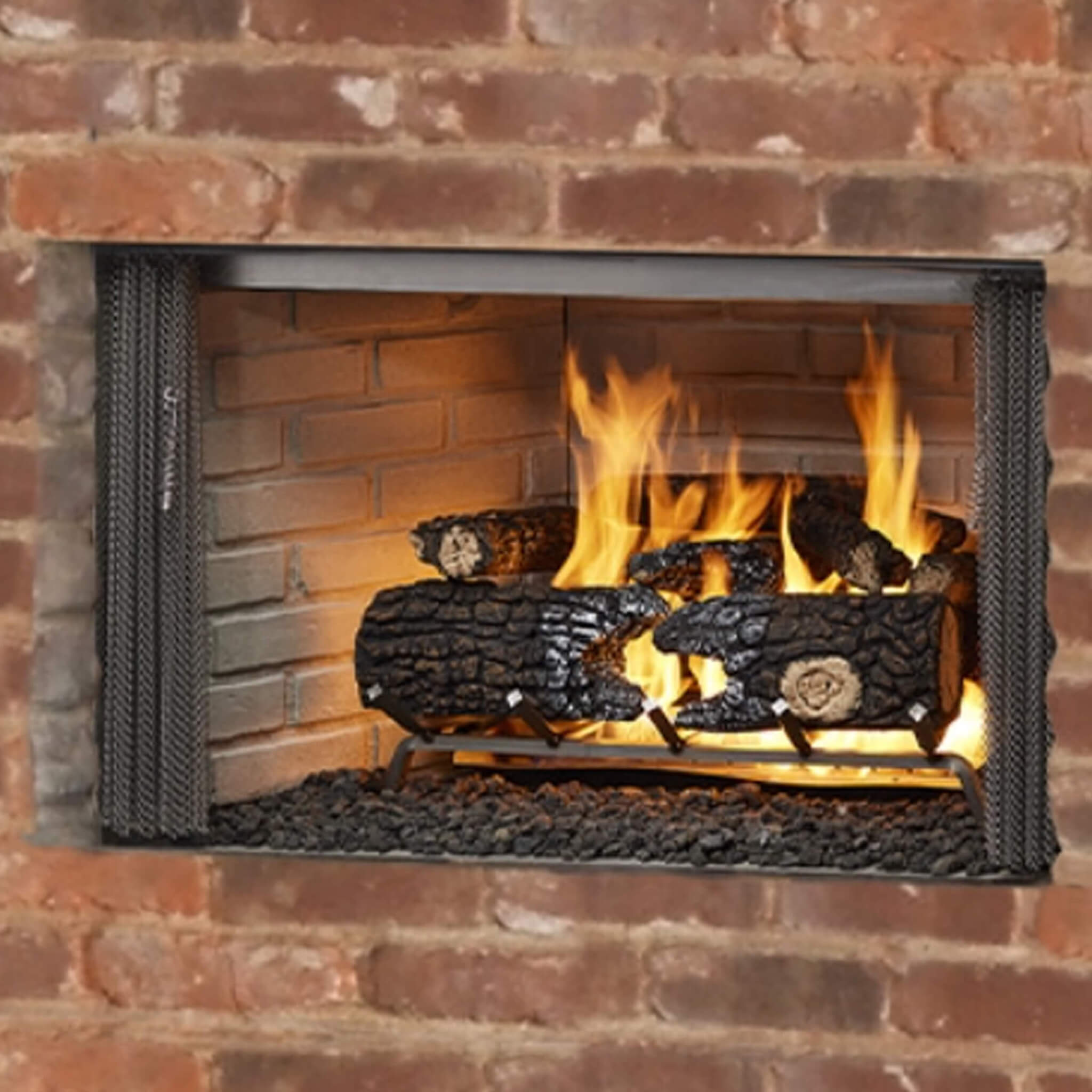 Villawood 42-Inch Traditional Refractory Outdoor Wood Burning Fireplace [ODVILLA-42T-B]